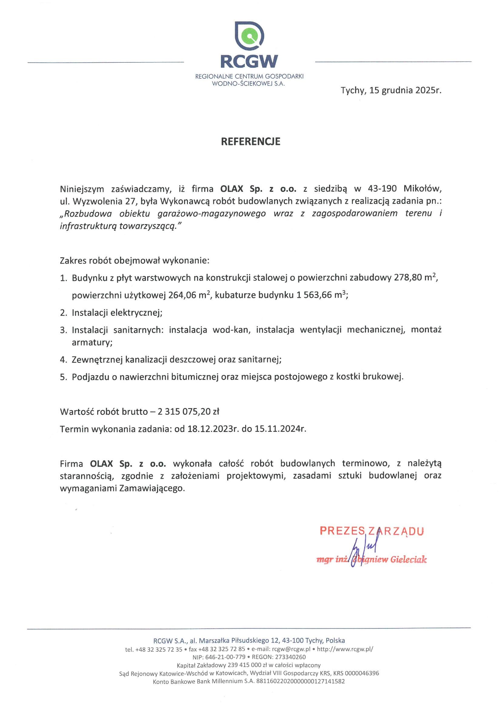 Rozbudowa obiektu garażowo-magazynowego wraz z zagospodarowaniem terenu